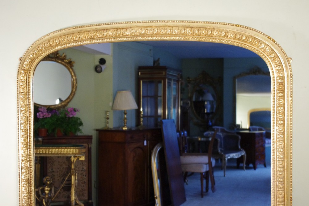 Gilt Large Arch Top Overmantle Mirror View II