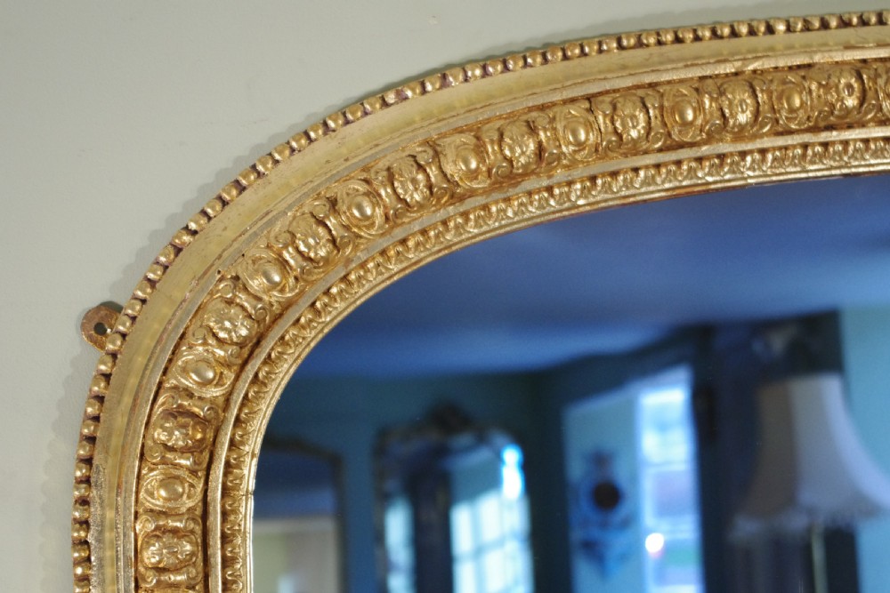 Gilt Large Arch Top Overmantle Mirror View V