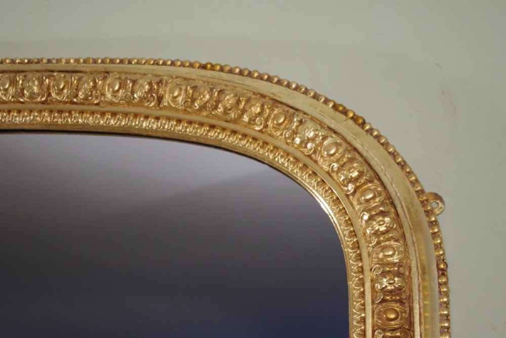 Gilt Large Arch Top Overmantle Mirror View VI