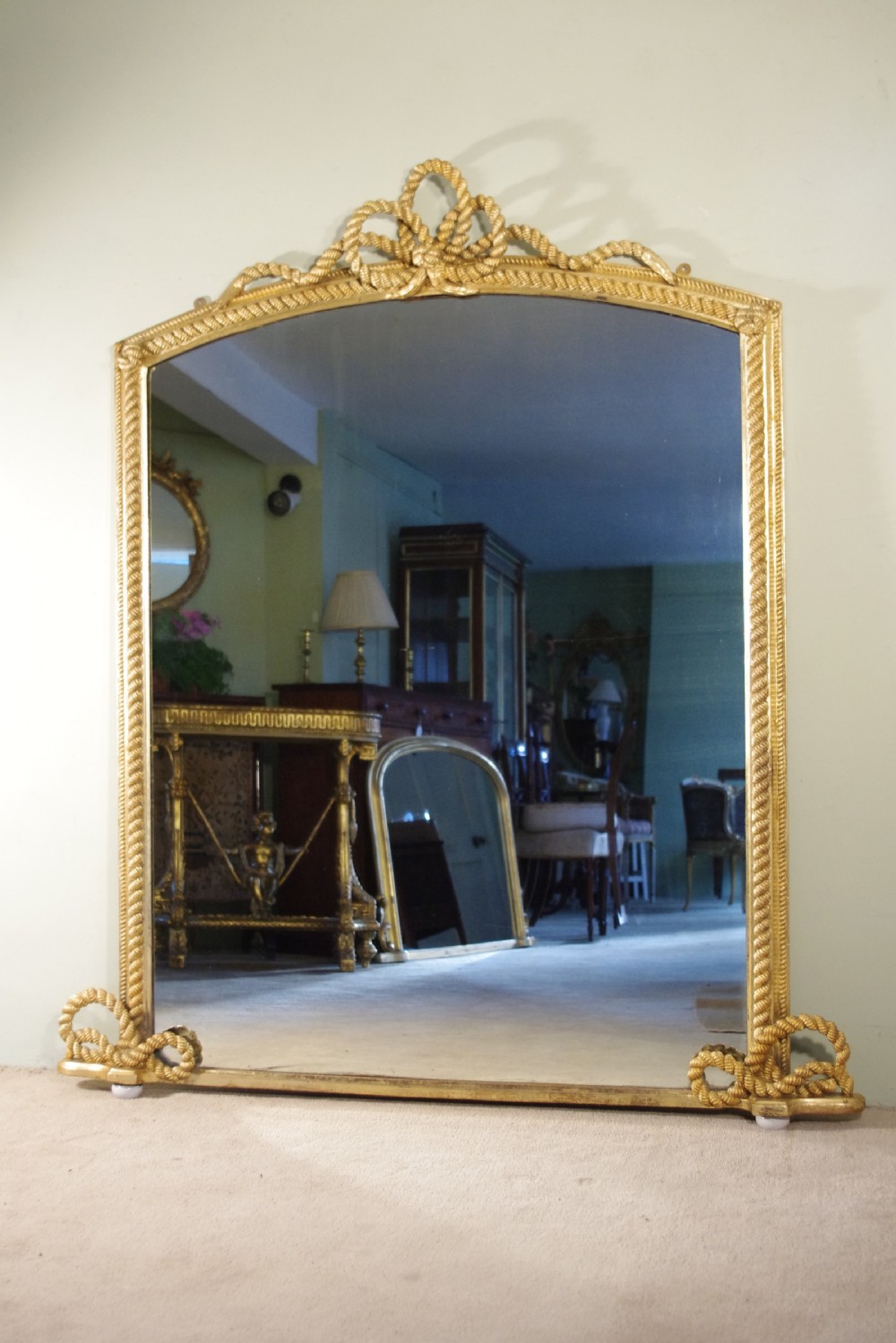 English Victorian Gilt Large 'Rope Twist'  Overmantle Mirror