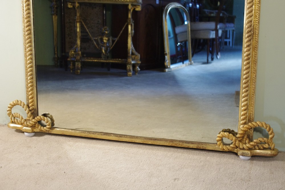 English Victorian Gilt Large 'Rope Twist'  Overmantle Mirror View V