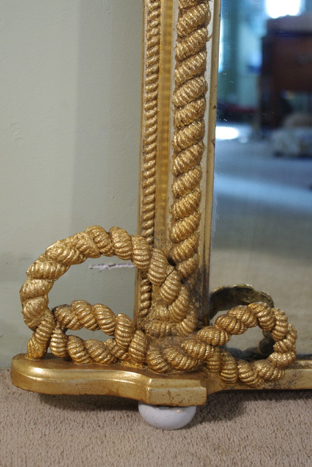 English Victorian Gilt Large 'Rope Twist'  Overmantle Mirror View VI