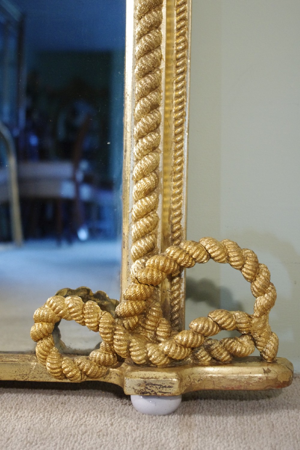 English Victorian Gilt Large 'Rope Twist'  Overmantle Mirror View VII