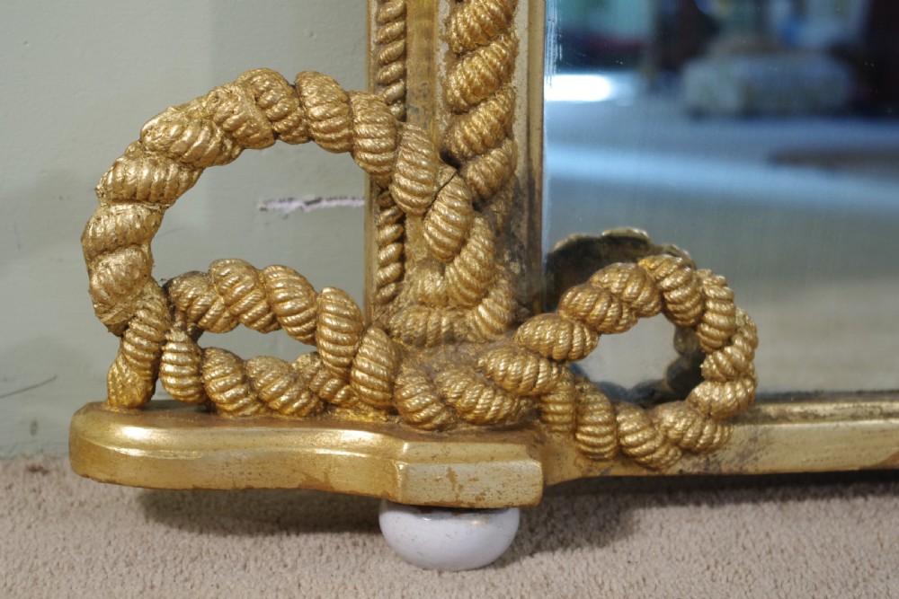 English Victorian Gilt Large 'Rope Twist'  Overmantle Mirror View VIII