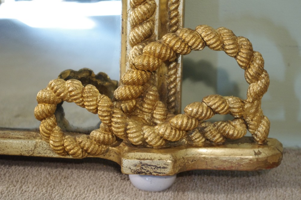 English Victorian Gilt Large 'Rope Twist'  Overmantle Mirror View IX