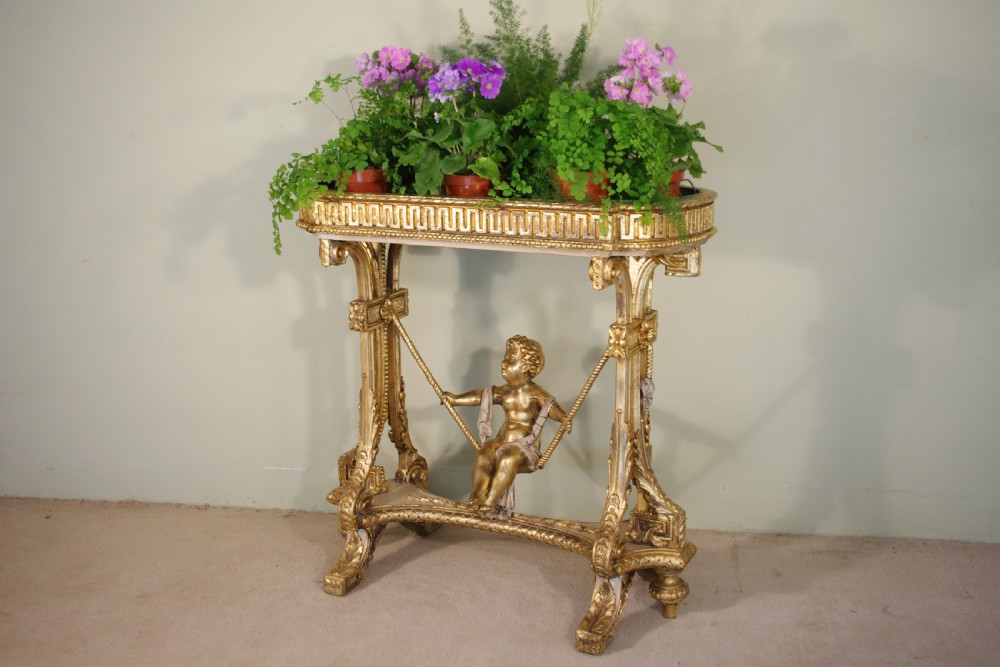 19th Century Painted and Parcel-Gilt Cherub/Putto Jardeniere/Planter View XVI