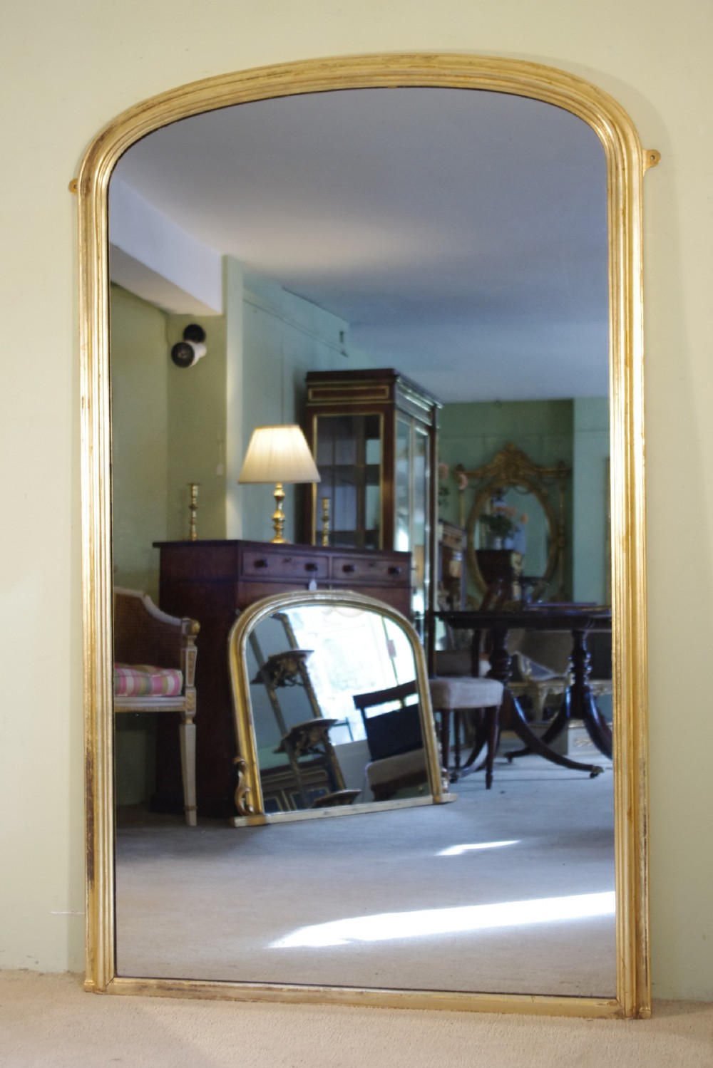 Gilt Large Arch Top Overmantle Mirror