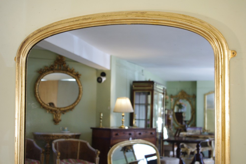 Gilt Large Arch Top Overmantle Mirror View II