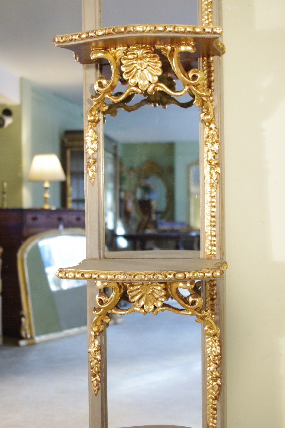 Large Victorian Painted and Parcel-Gilt Overmantle Mirror View VI