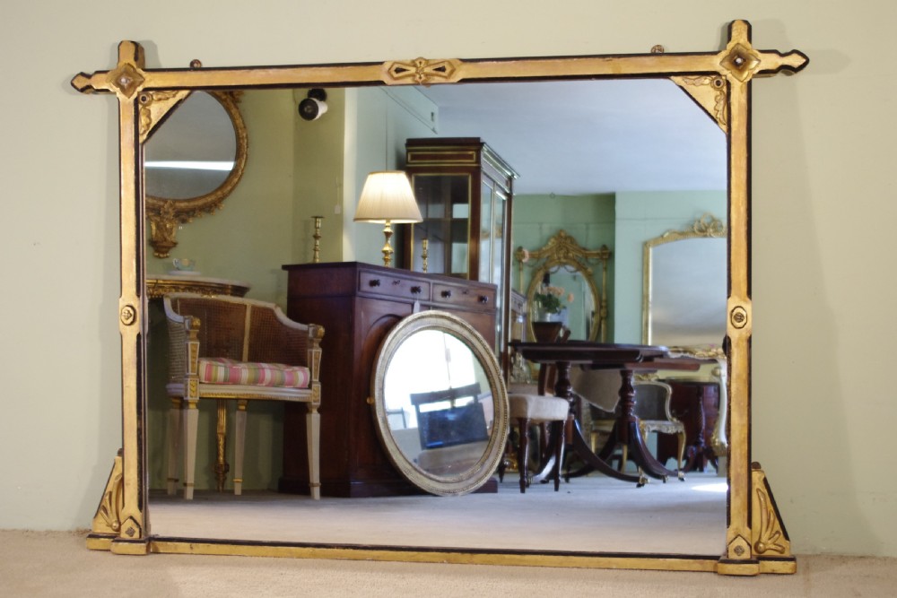 Gilt Arts and Crafts Large Overmantle Mirror