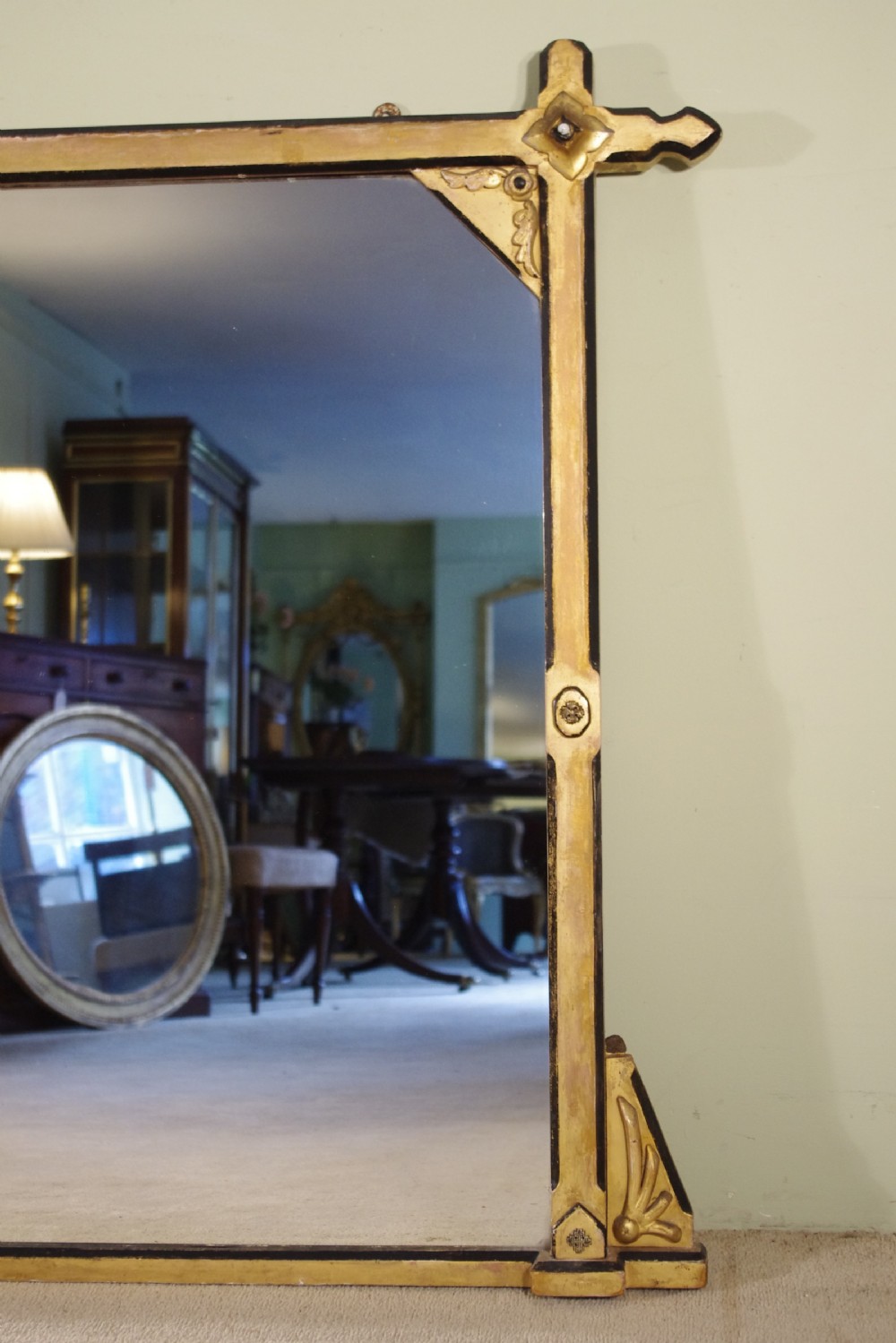 Gilt Arts and Crafts Large Overmantle Mirror View II
