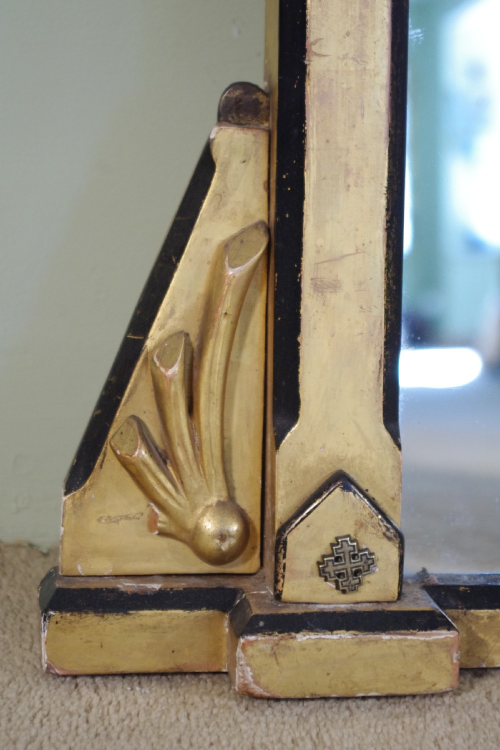 Gilt Arts and Crafts Large Overmantle Mirror View VI