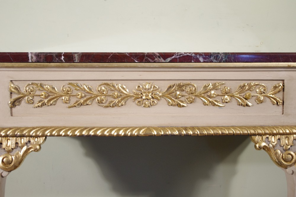 Pair Painted and Parcel-Gilt Marble Top Console Tables View VIII