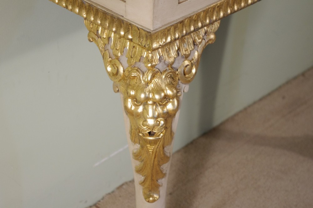 Pair Painted and Parcel-Gilt Marble Top Console Tables View X