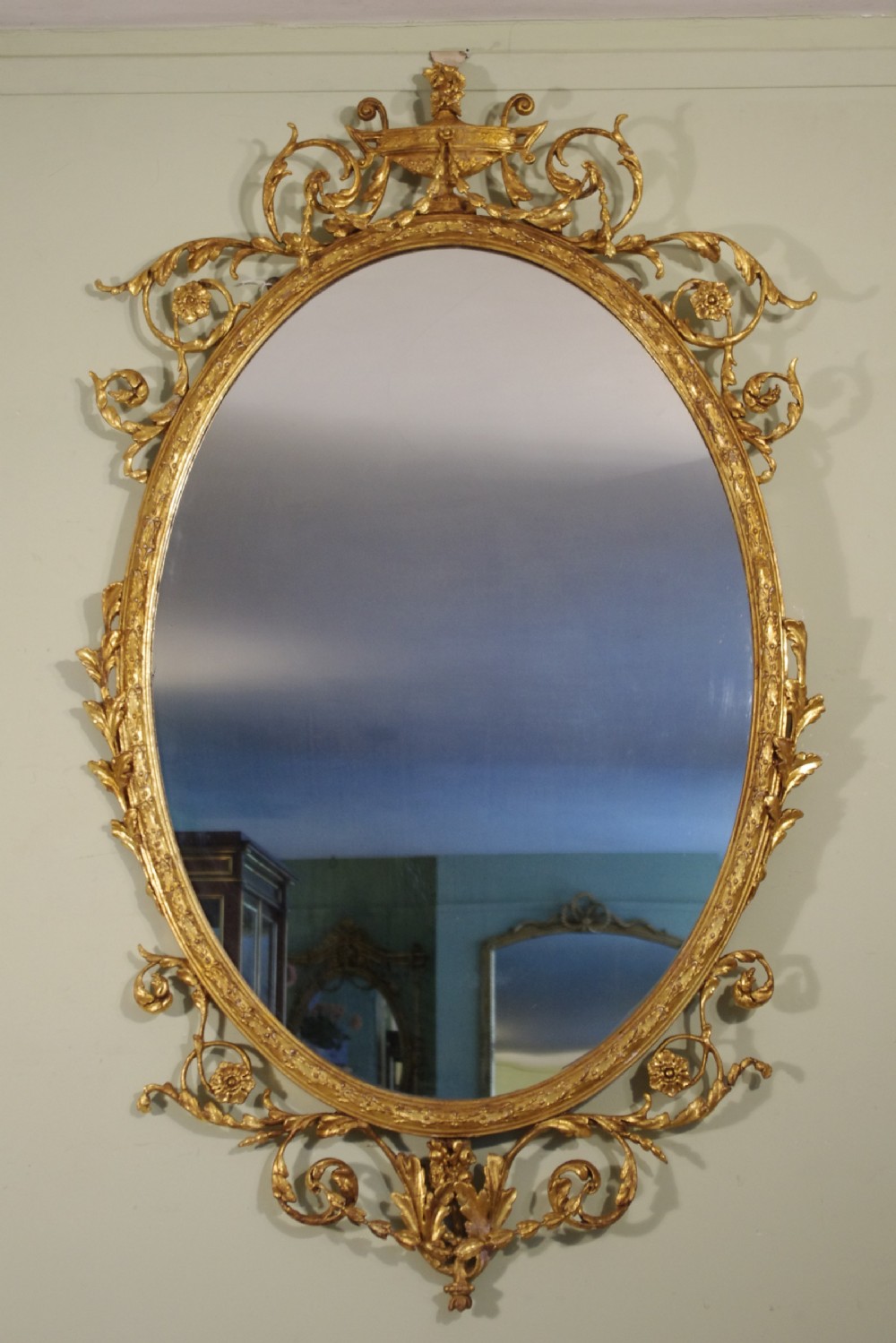 Gilt Adam Style Large Oval Wall Mirror