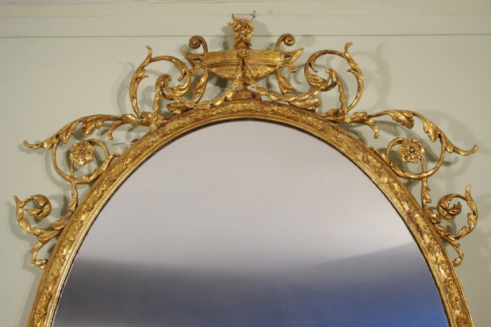 Gilt Adam Style Large Oval Wall Mirror View II