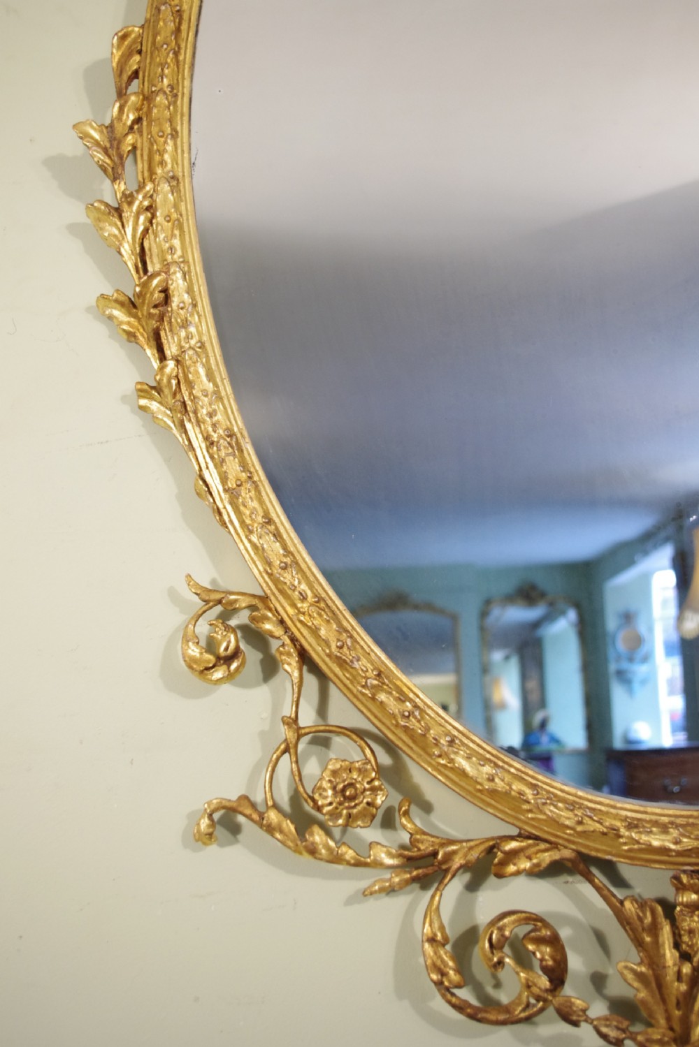 Gilt Adam Style Large Oval Wall Mirror View VI