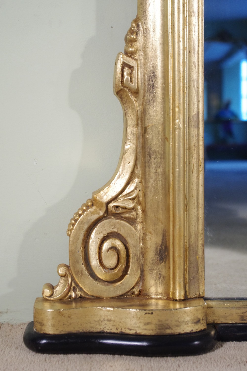 19th Century English Gilt Large Arch Top Overmantle Mirror View VI