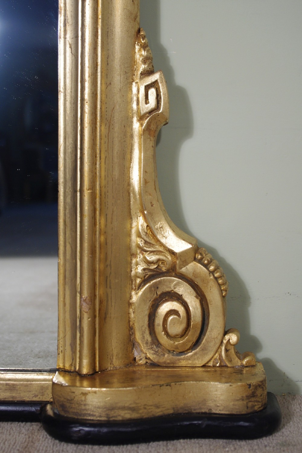 19th Century English Gilt Large Arch Top Overmantle Mirror View VII