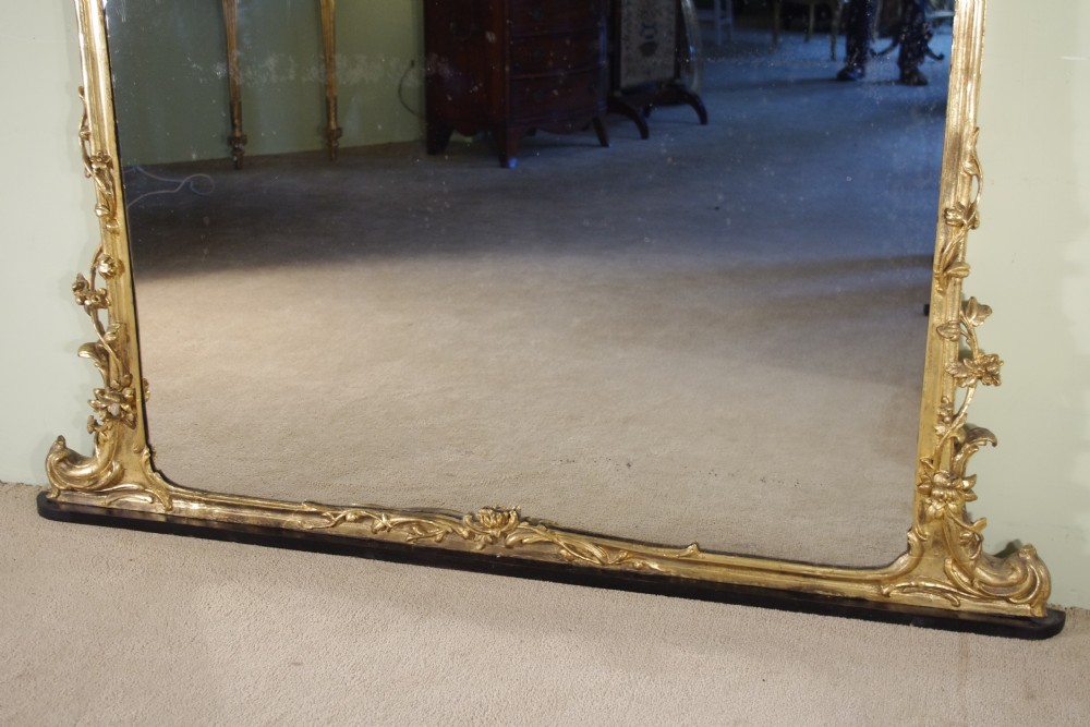 19th Century English Gilt Large Overmantle Mirror View XI