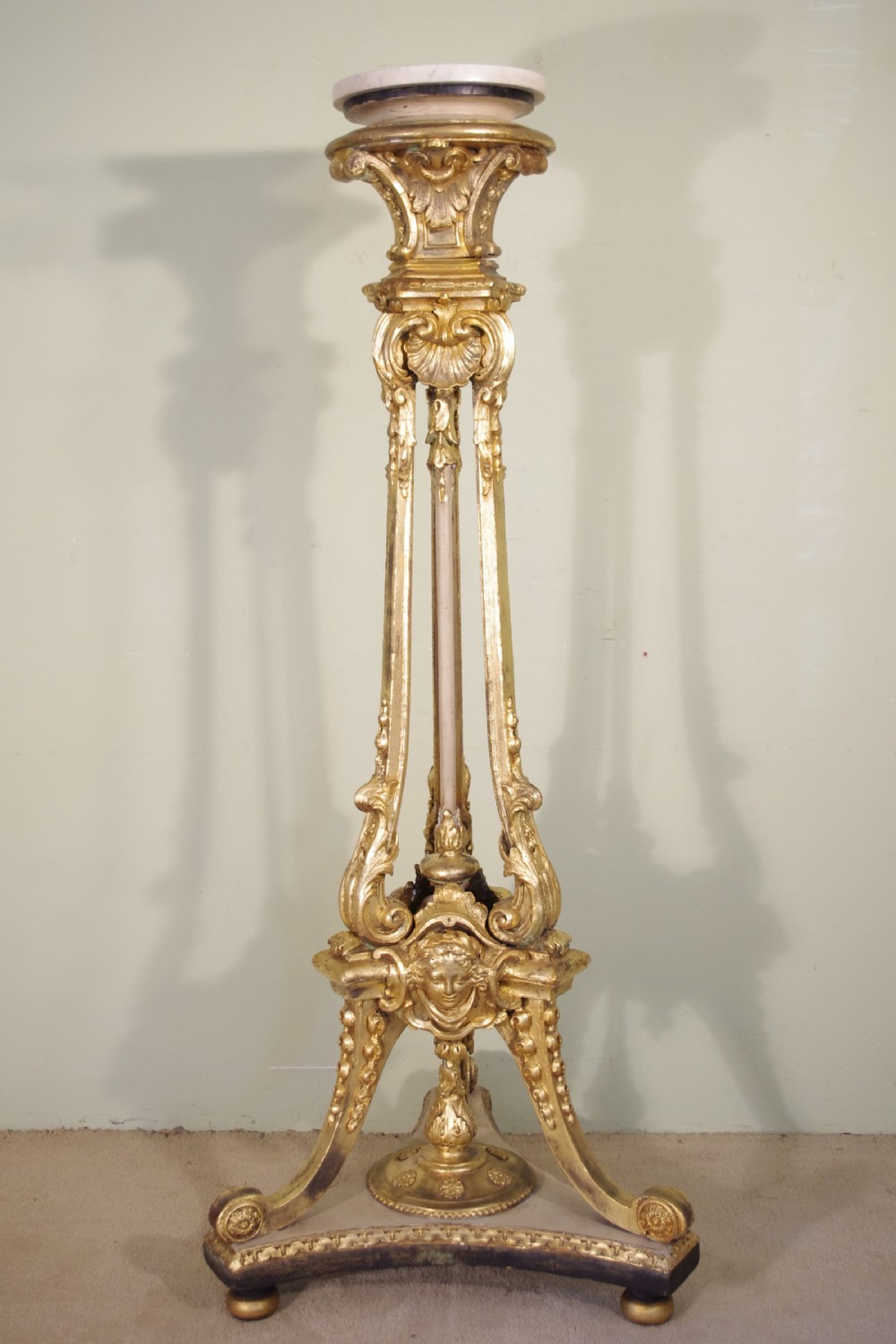 Pair 19th Century Painted and Parcel-Gilt Torcheres/Plant Stands View III