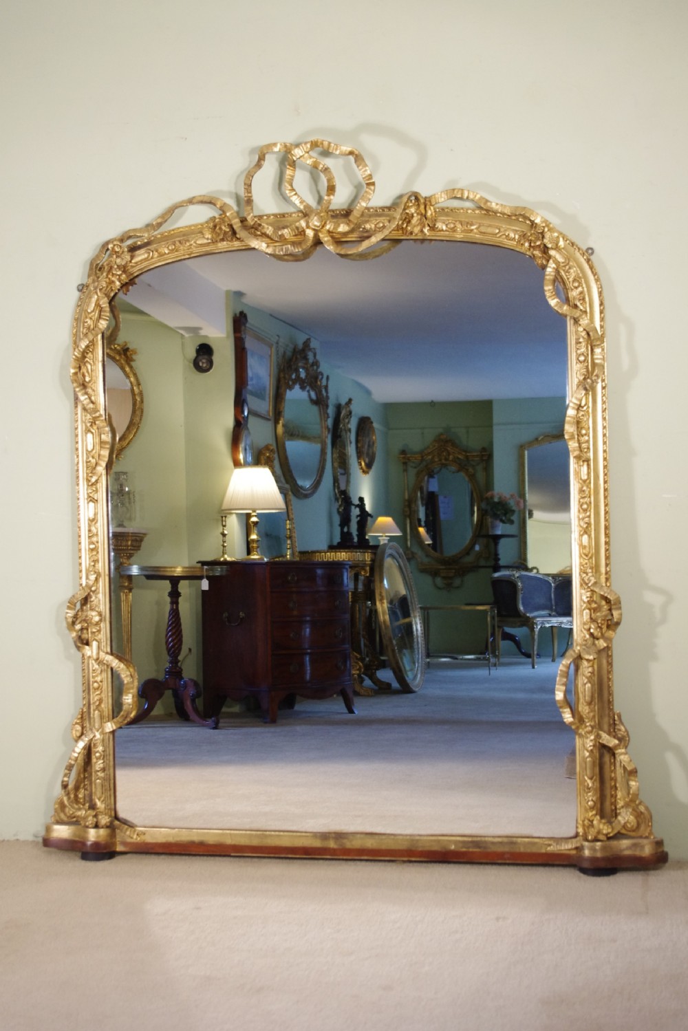 Victorian Gilt Large Arch Top Overmantle Mirror