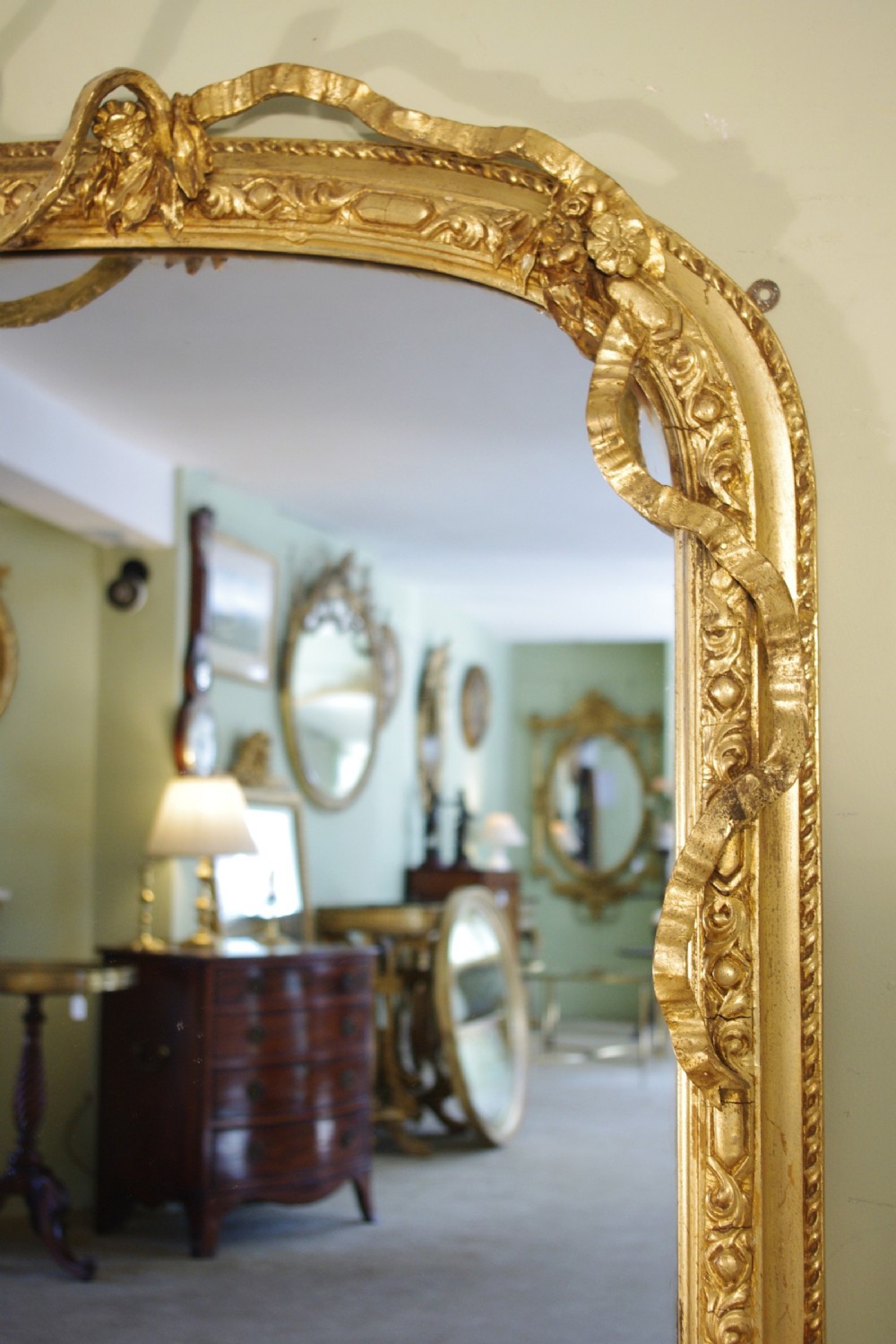 Victorian Gilt Large Arch Top Overmantle Mirror View V