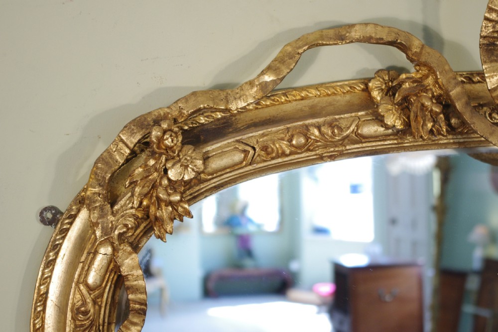 Victorian Gilt Large Arch Top Overmantle Mirror View VII