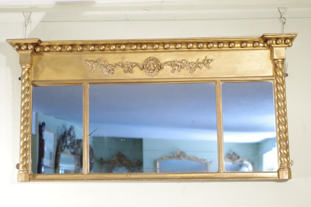 English Regency Style Gilt Triple-Plate Overmantle Mirror