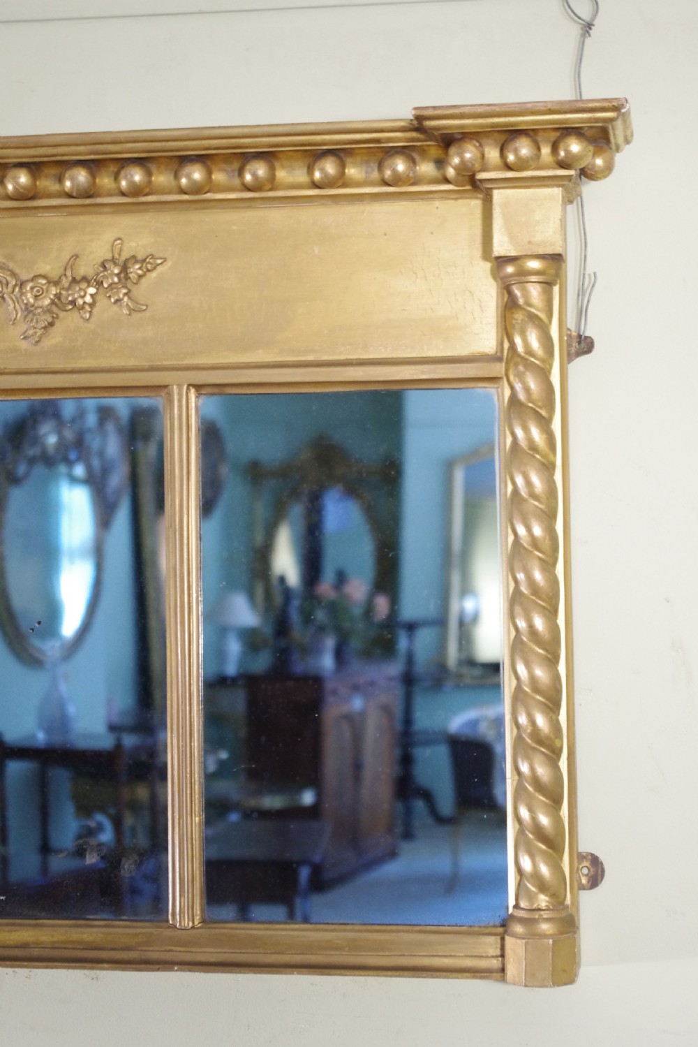 English Regency Style Gilt Triple-Plate Overmantle Mirror View II