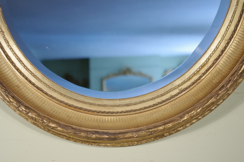 Pair English Victorian Gilt Large Oval Wall Mirrors View V