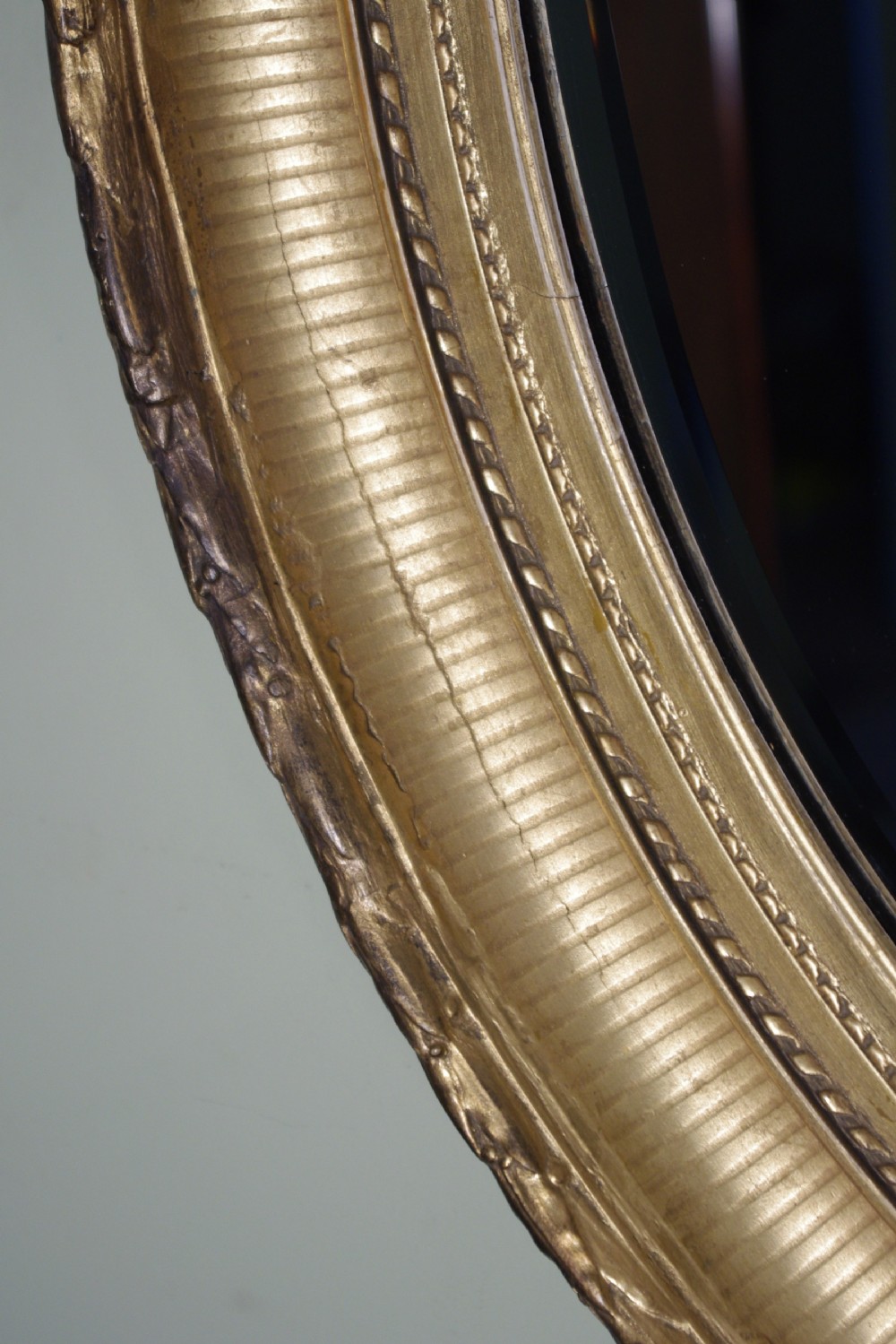 Pair English Victorian Gilt Large Oval Wall Mirrors View VII