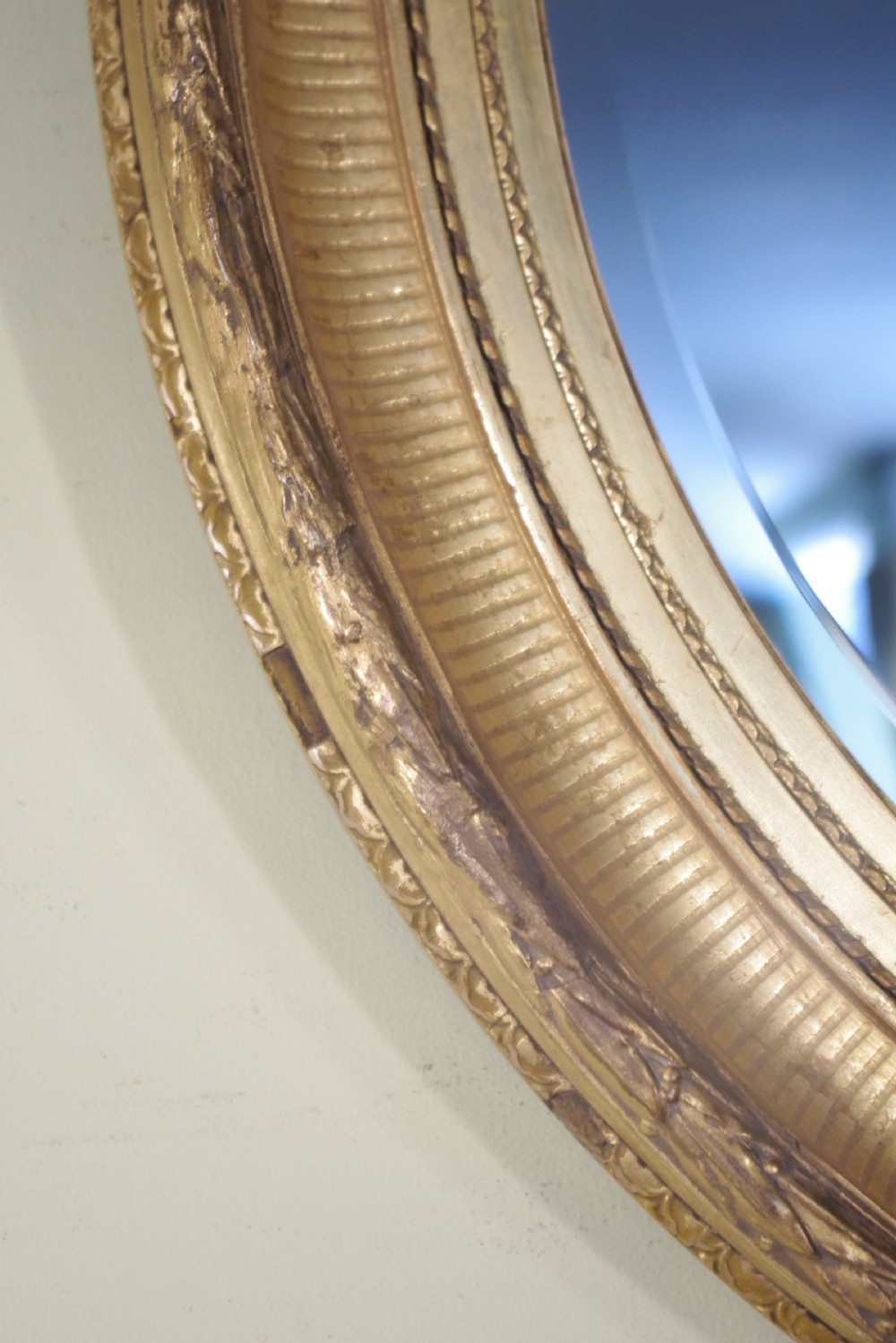 Pair English Victorian Gilt Large Oval Wall Mirrors View VIII
