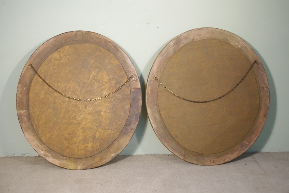 Pair English Victorian Gilt Large Oval Wall Mirrors View IX