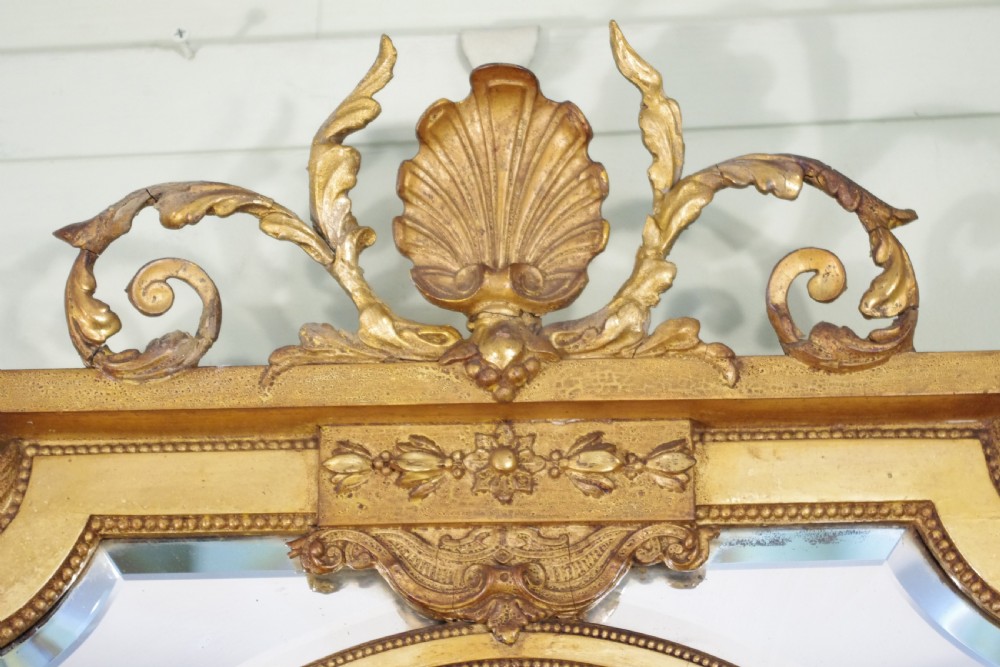 English Victorian Gilt Large Marginal Wall Mirror with Bracket View VI