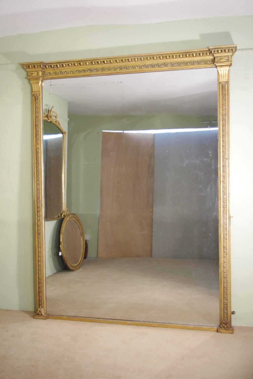 19th Century English Gilt Large Overmantle Mirror