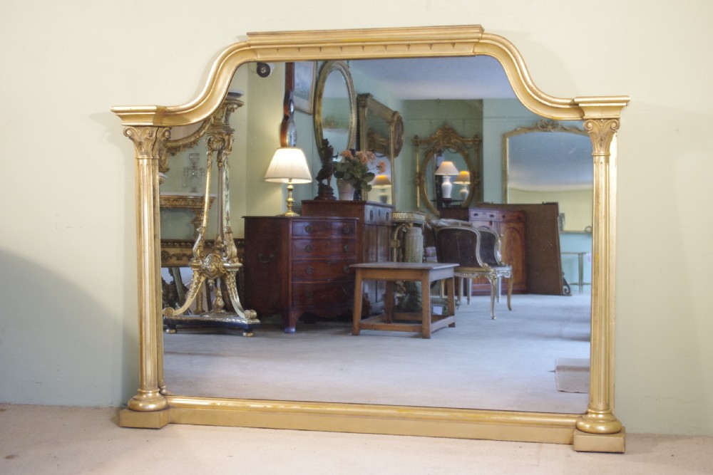 English Victorian Gilt Large Overmantle Mirror
