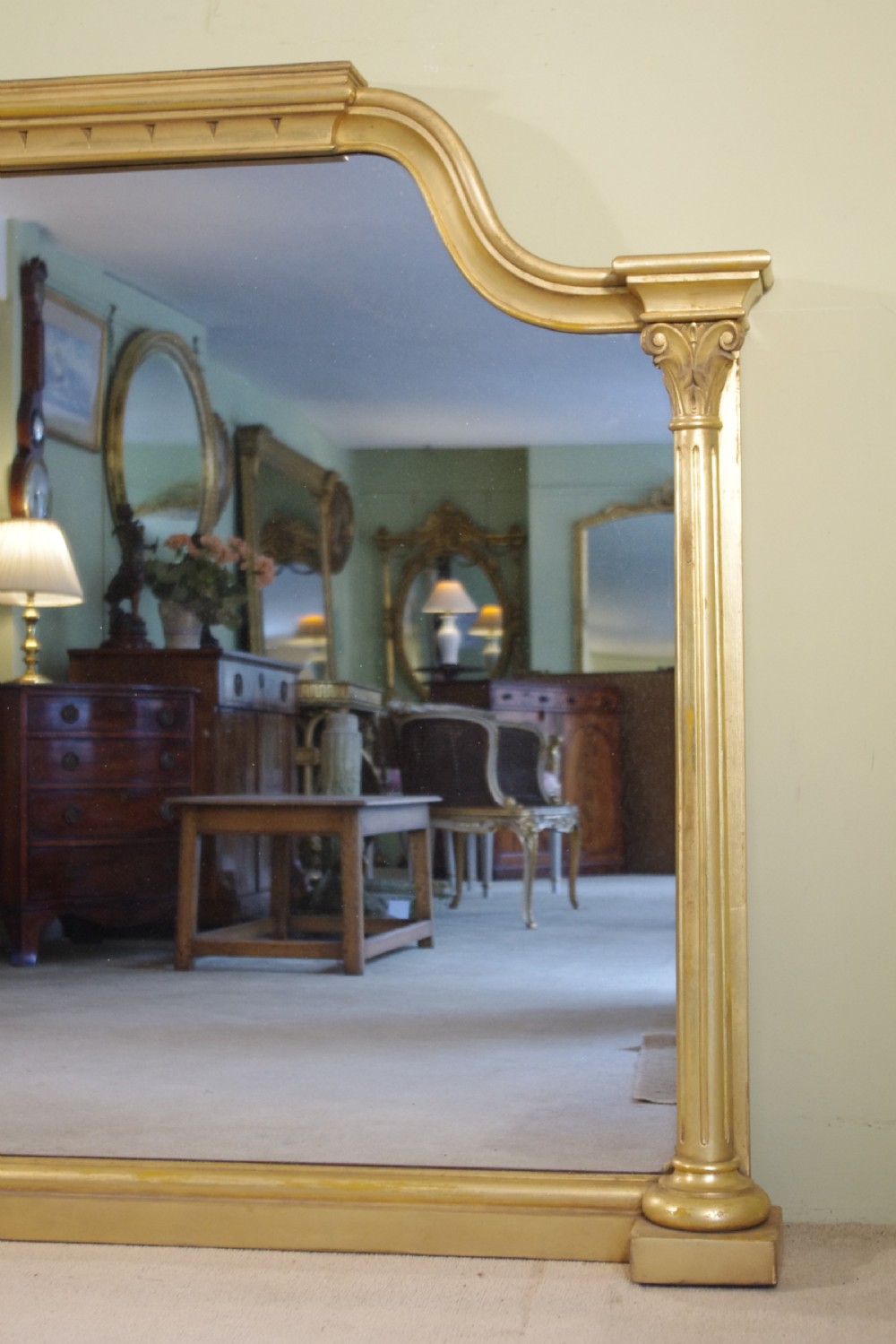 English Victorian Gilt Large Overmantle Mirror View II