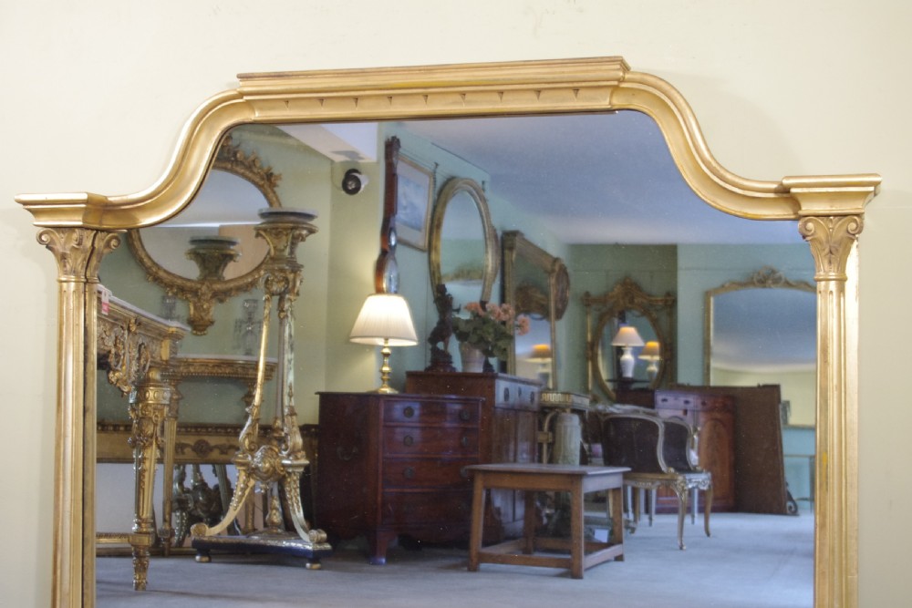 English Victorian Gilt Large Overmantle Mirror View III