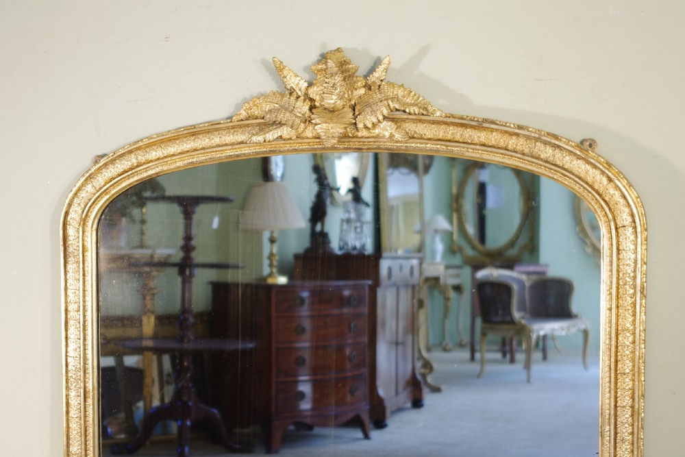 English Gilt Arch Top Overmantle Mirror View II
