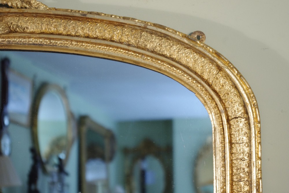 English Gilt Arch Top Overmantle Mirror View VI