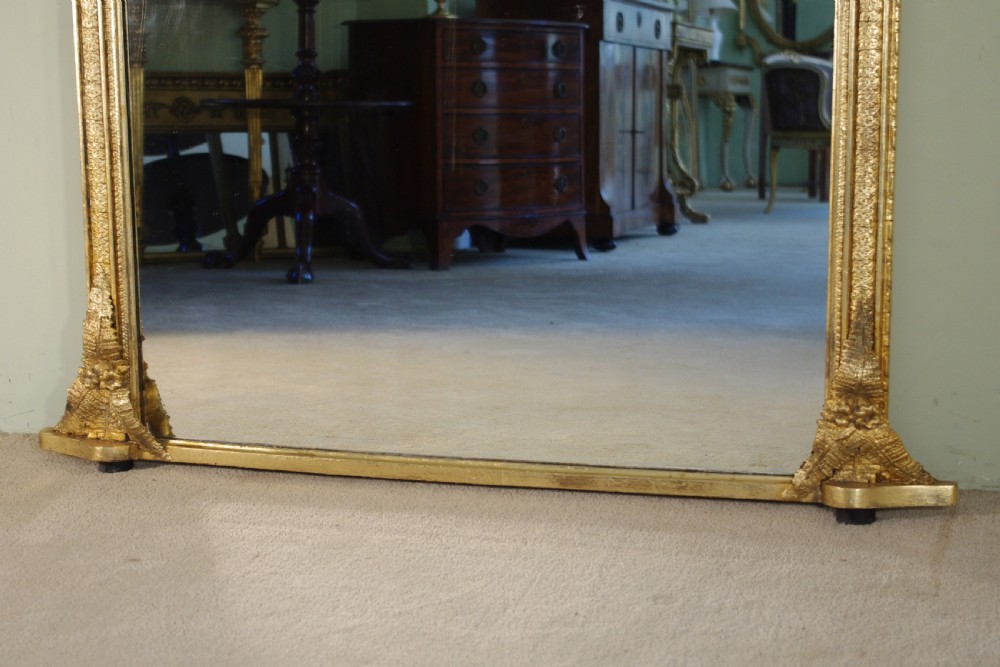 English Gilt Arch Top Overmantle Mirror View VII