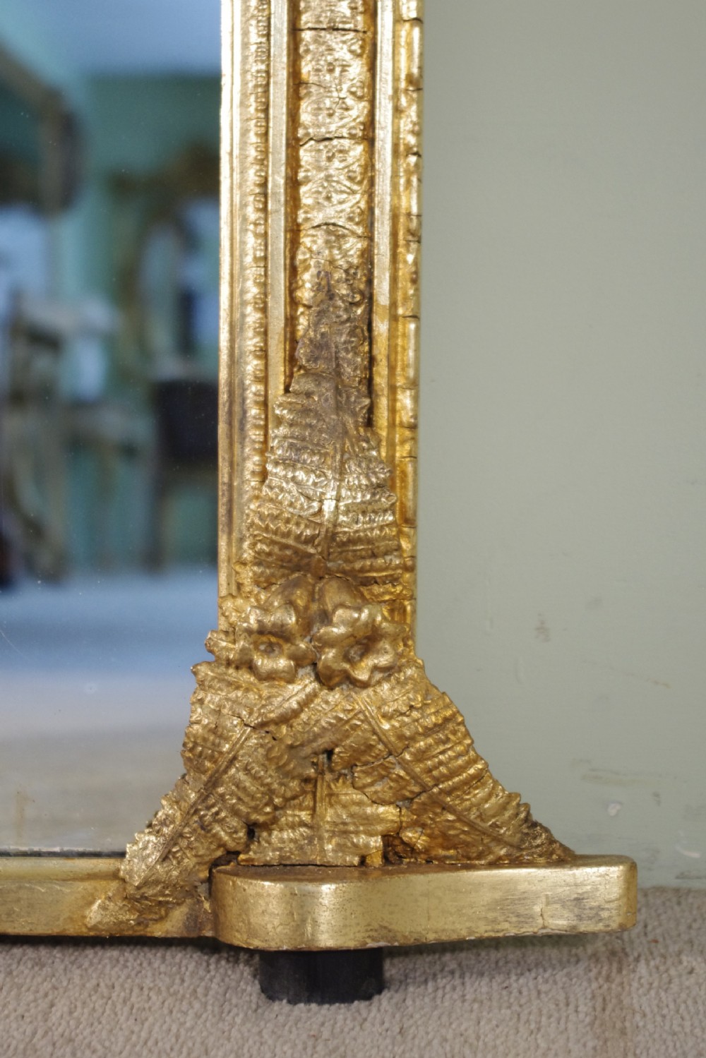 English Gilt Arch Top Overmantle Mirror View VIII
