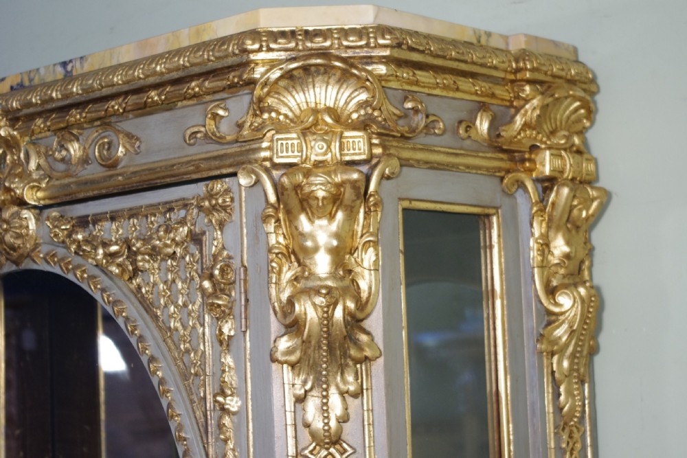 French Painted and Parcel-Gilt Vitrine with Marble Top View V