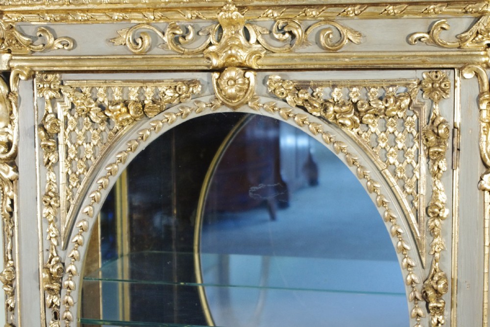 French Painted and Parcel-Gilt Vitrine with Marble Top View VIII