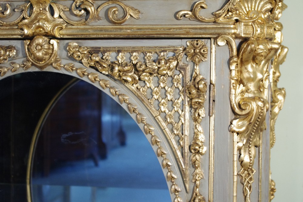 French Painted and Parcel-Gilt Vitrine with Marble Top View IX