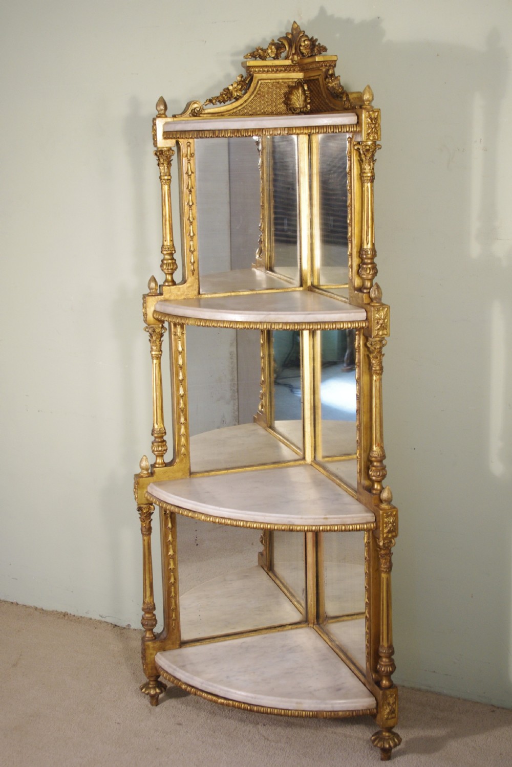 19th Century Gilt Corner Whatnot/Display Stand