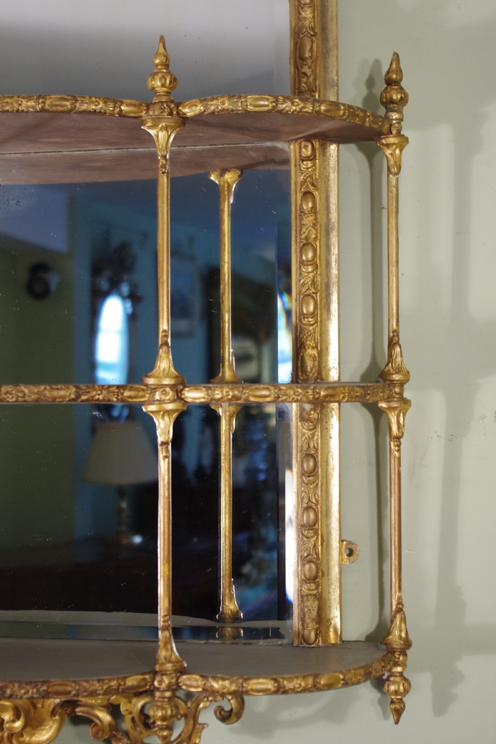 English Victorian Gilt Mirrored Wall Display Shelves/Brackets View VI
