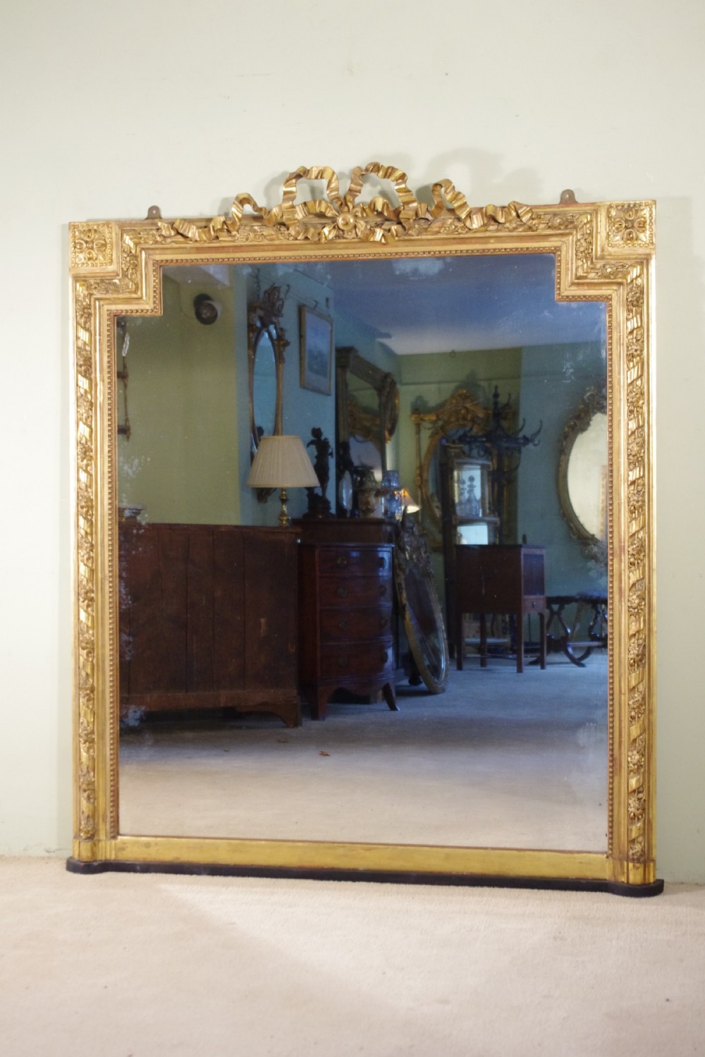 Pair French Gilt Large Overmantle Mirrors View IV