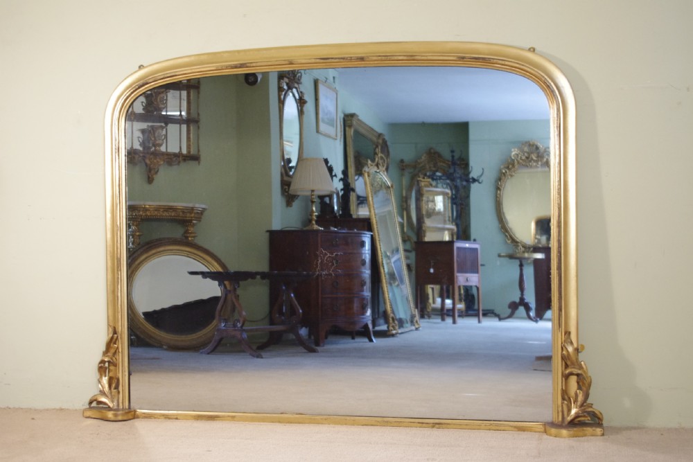 Victorian Gilt Large Arch Top Overmantle Mirror